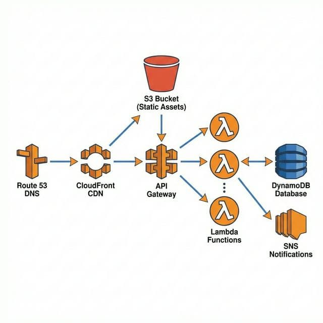 Serverless AWS architecture generated by DrawGPT