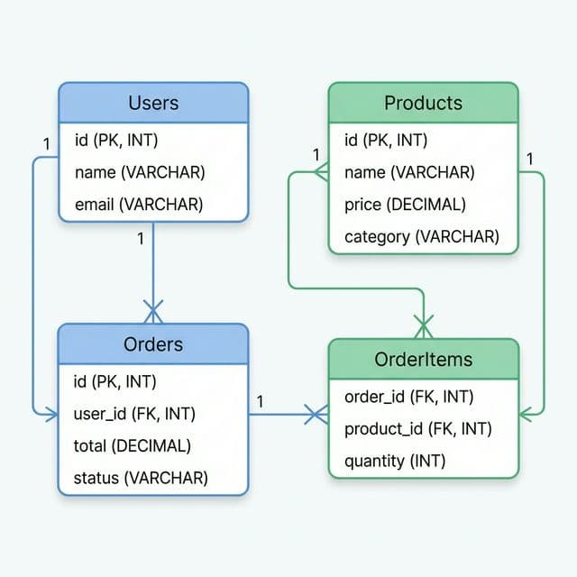 E-commerce ERD generated by DrawGPT
